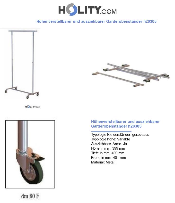 Höhenverstellbarer und ausziehbarer Garderobenständer h20305