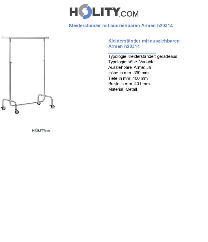 Kleiderständer mit ausziehbaren Armen h20314