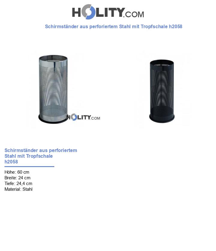Schirmständer aus perforiertem Stahl mit Tropfschale h2058