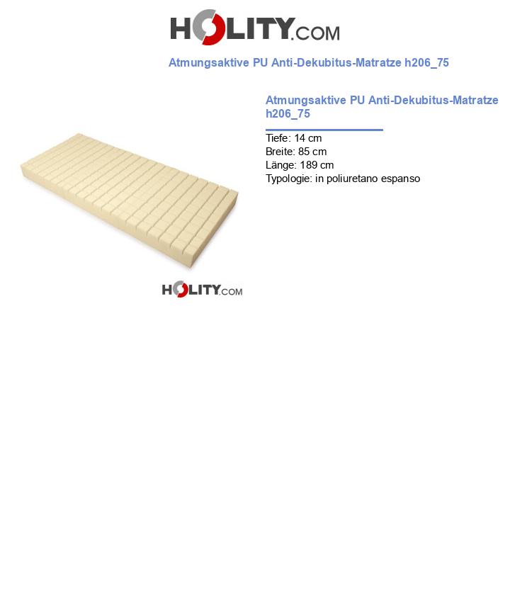 Atmungsaktive PU Anti-Dekubitus-Matratze h206_75