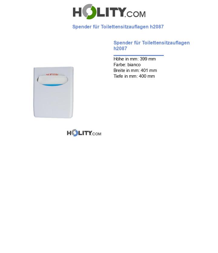Spender für Toilettensitzauflagen h2087