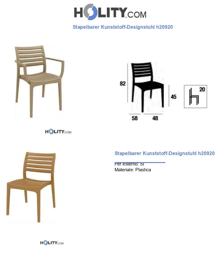 Stapelbarer Kunststoff-Designstuhl h20920