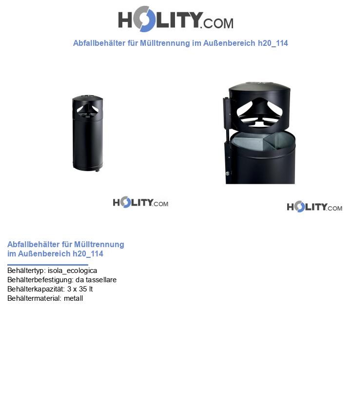Abfallbehälter für Mülltrennung im Außenbereich h20_114