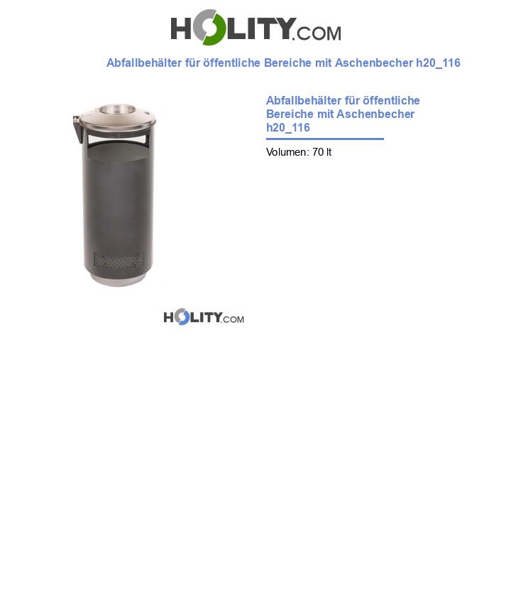 Abfallbehälter für öffentliche Bereiche mit Aschenbecher h20_116