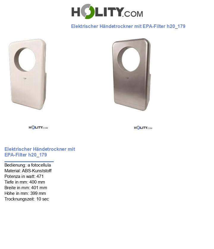 Elektrischer Händetrockner mit EPA-Filter h20_179