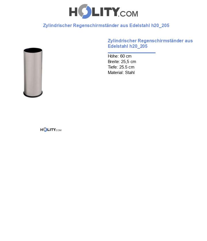 Zylindrischer Regenschirmständer aus Edelstahl h20_205