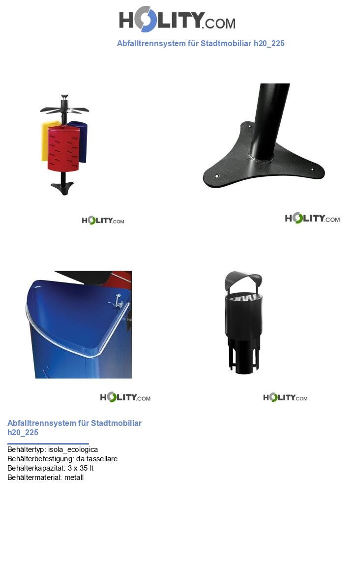 Abfalltrennsystem für Stadtmobiliar h20_225