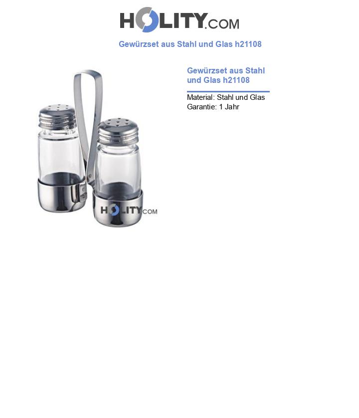 Gewürzset aus Stahl und Glas h21108
