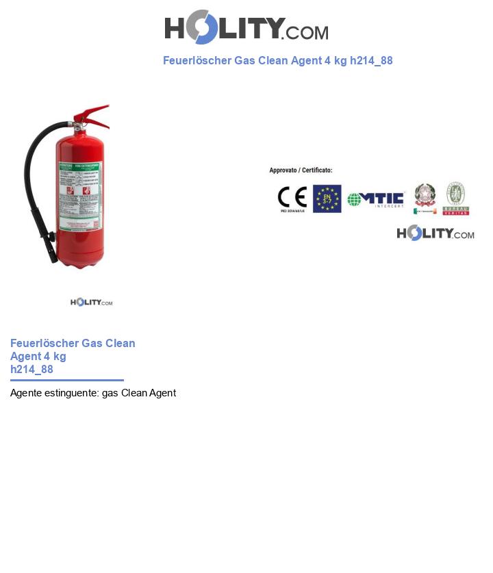 Feuerlöscher Gas Clean Agent 4 kg h214_88