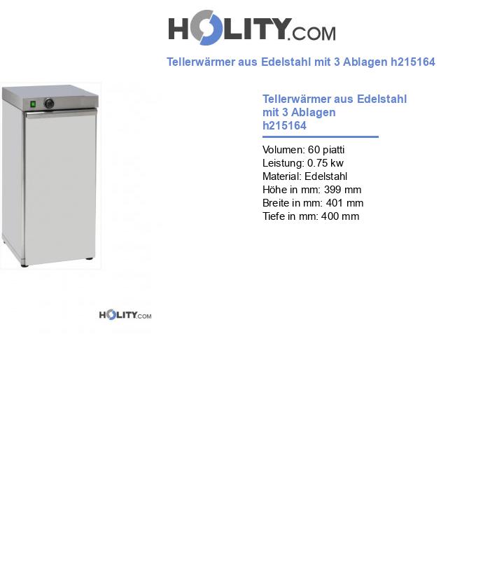 Tellerwärmer aus Edelstahl mit 3 Ablagen h215164