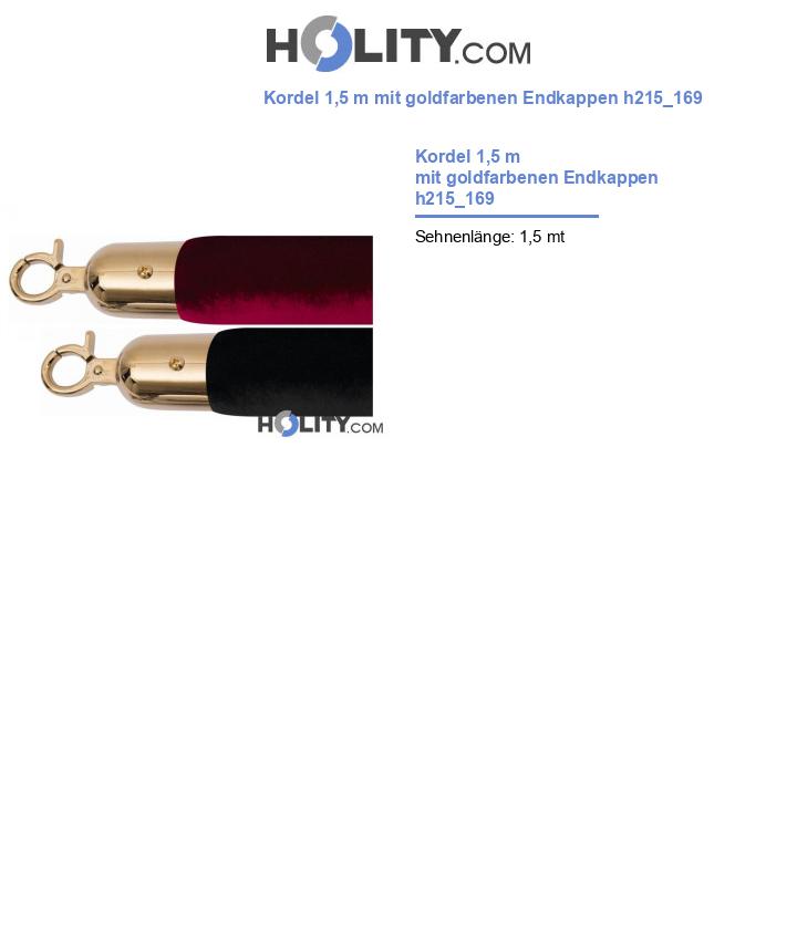 Kordel 1,5 m mit goldfarbenen Endkappen h215_169