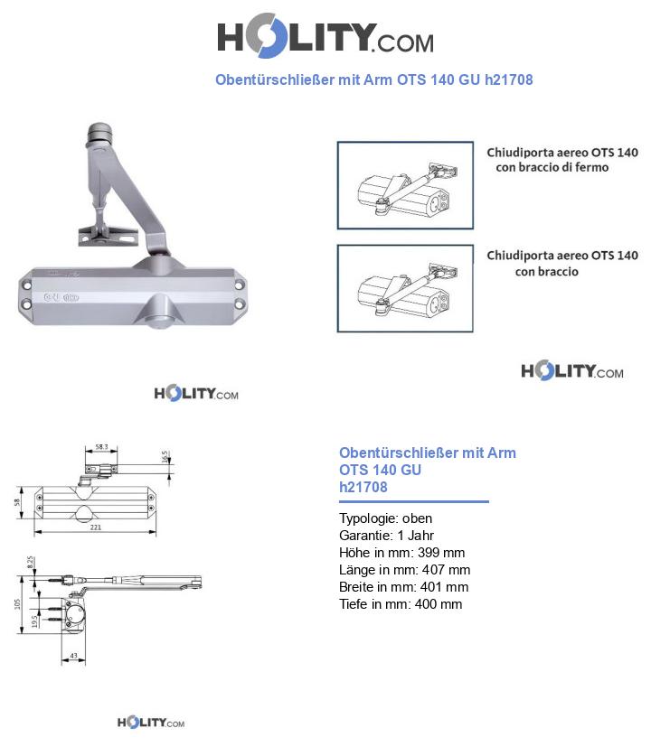 Obentürschließer mit Arm OTS 140 GU h21708