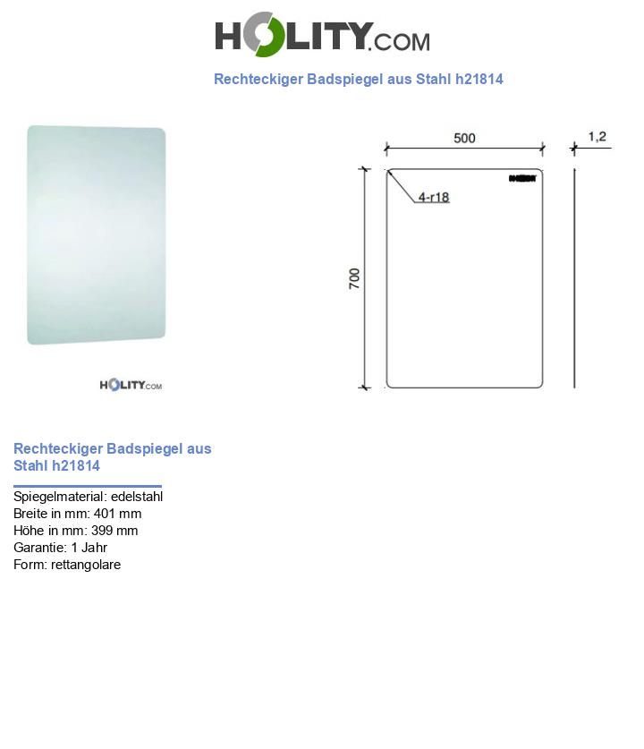 Rechteckiger Badspiegel aus Stahl h21814