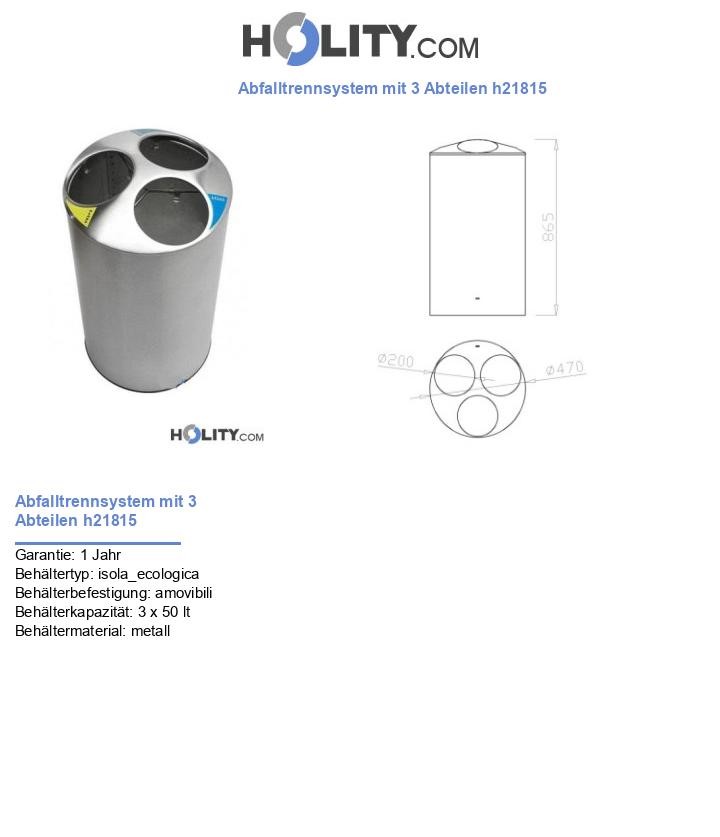 Abfalltrennsystem mit 3 Abteilen h21815