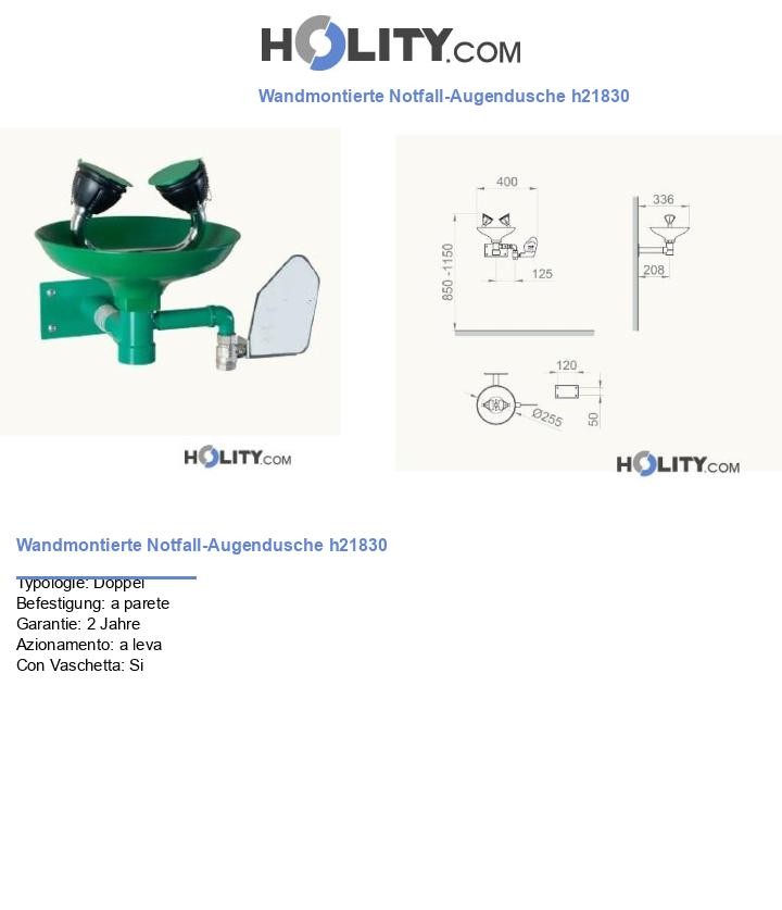Wandmontierte Notfall-Augendusche h21830