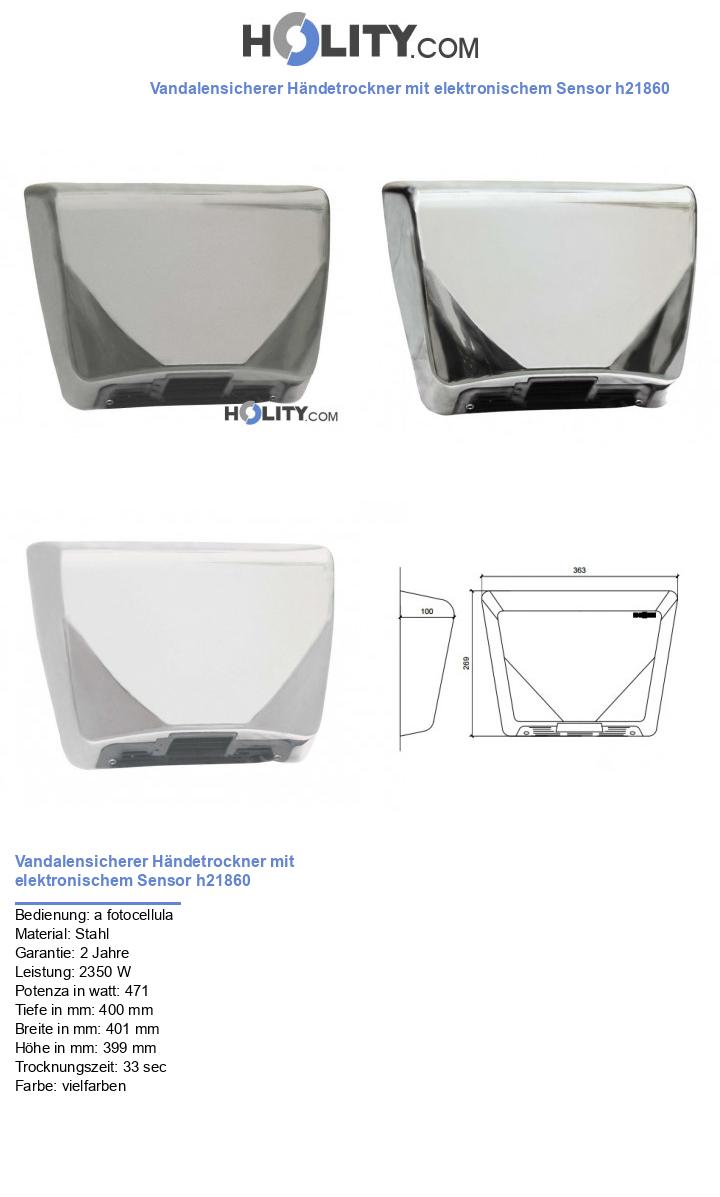 Vandalensicherer Händetrockner mit elektronischem Sensor h21860
