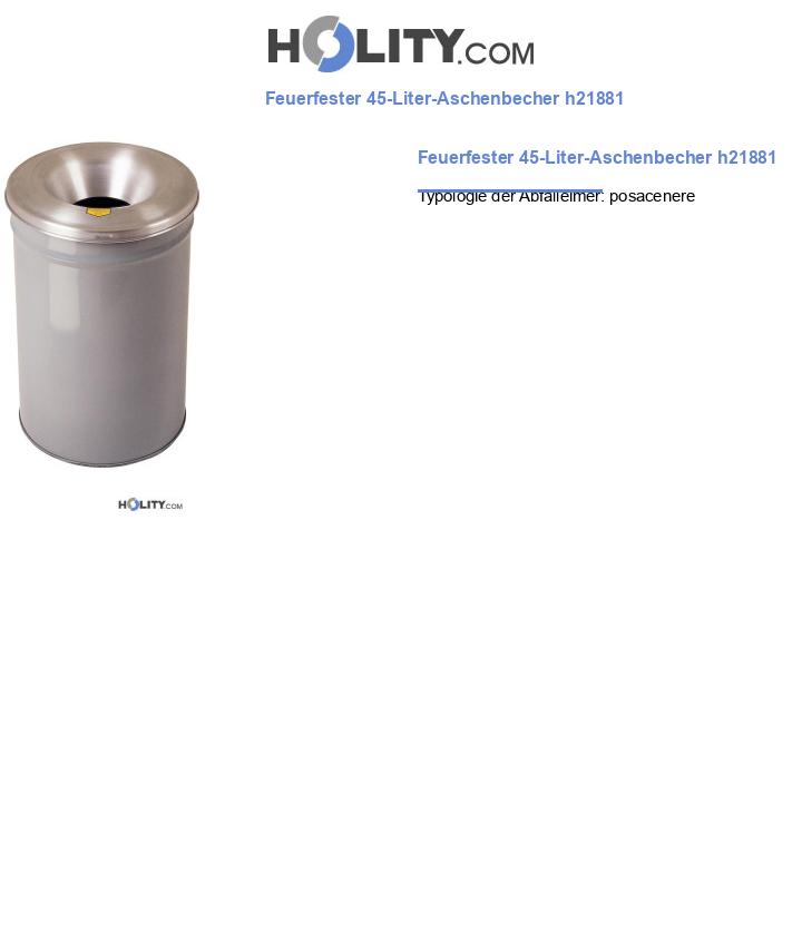 Feuerfester 45-Liter-Aschenbecher h21881