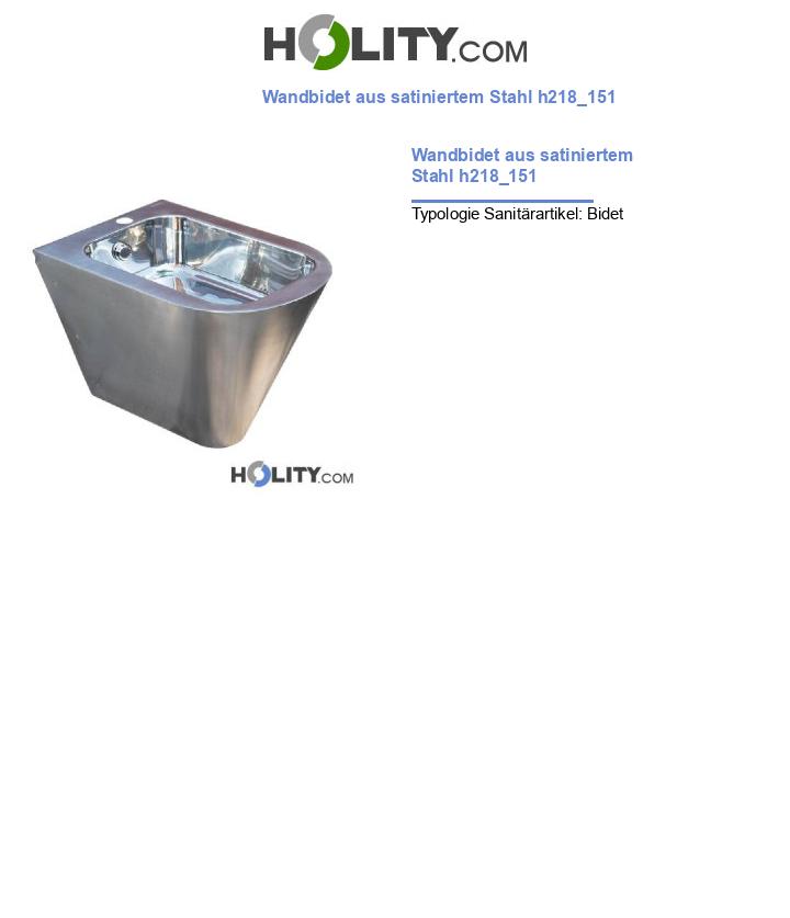 Wandbidet aus satiniertem Stahl h218_151