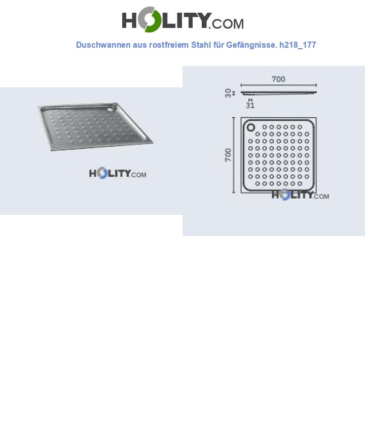 Duschwannen aus rostfreiem Stahl für Gefängnisse. h218_177