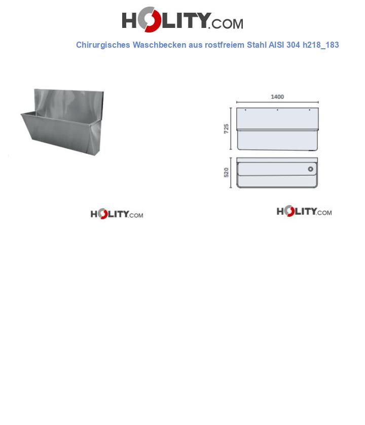 Chirurgisches Waschbecken aus rostfreiem Stahl AISI 304 h218_183