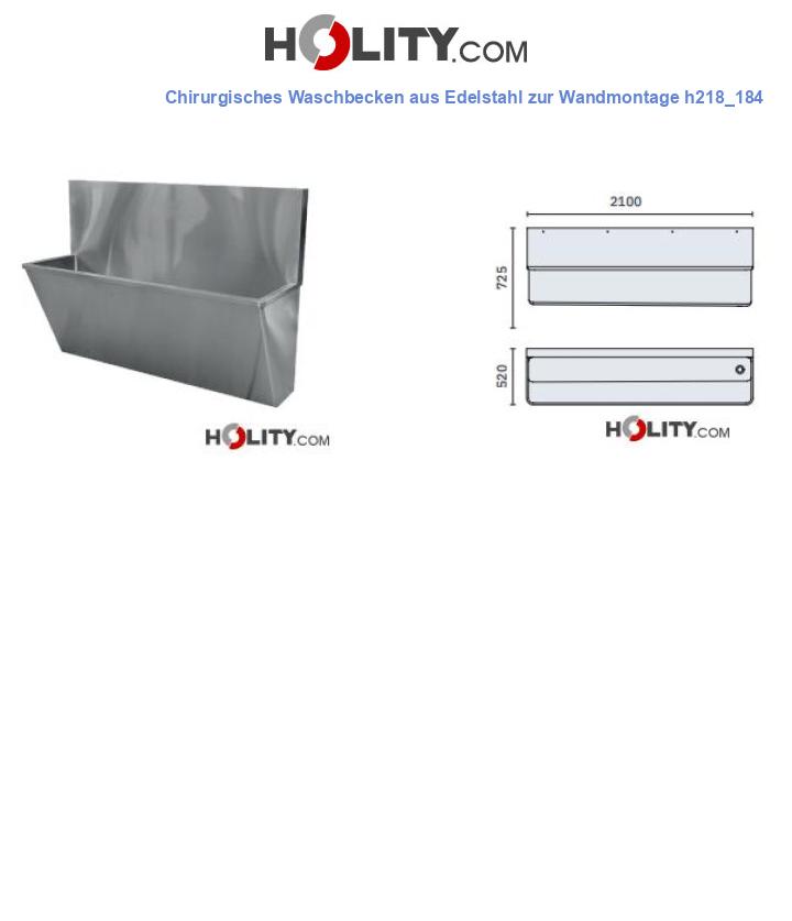 Chirurgisches Waschbecken aus Edelstahl zur Wandmontage h218_184
