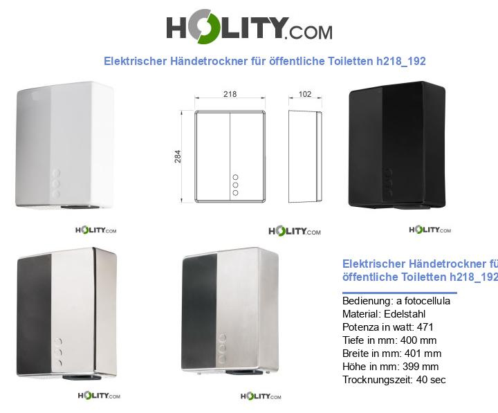 Elektrischer Händetrockner für öffentliche Toiletten h218_192