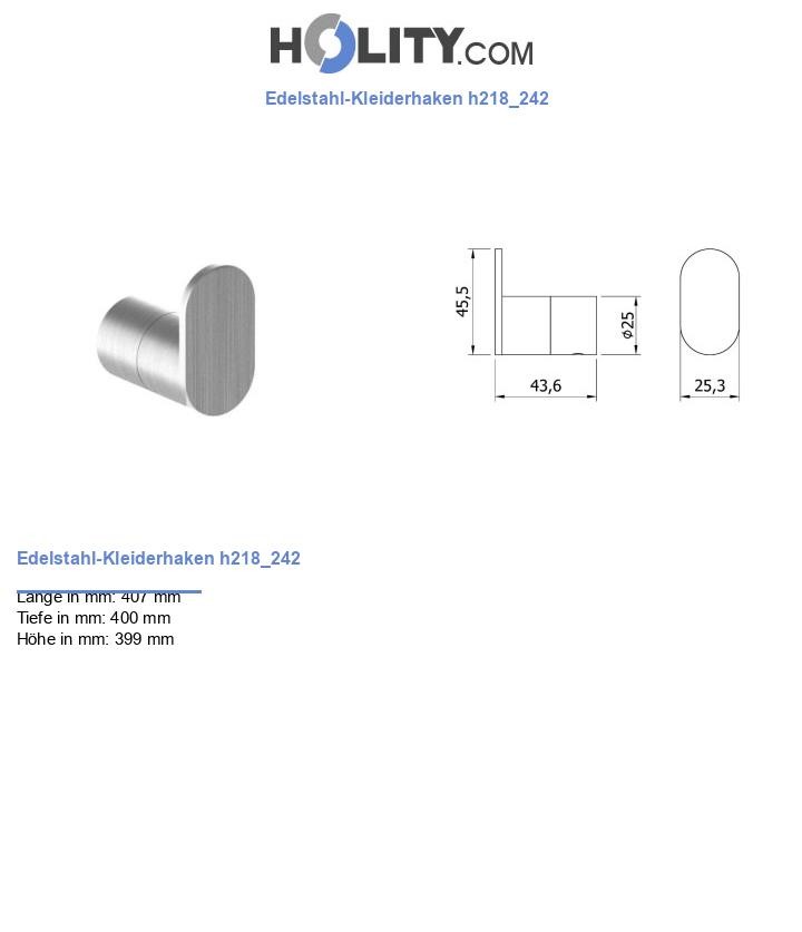 Edelstahl-Kleiderhaken h218_242