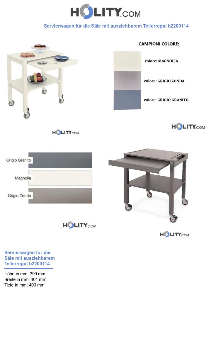 Servierwagen für die Säle mit ausziehbarem Tellerregal h2200114