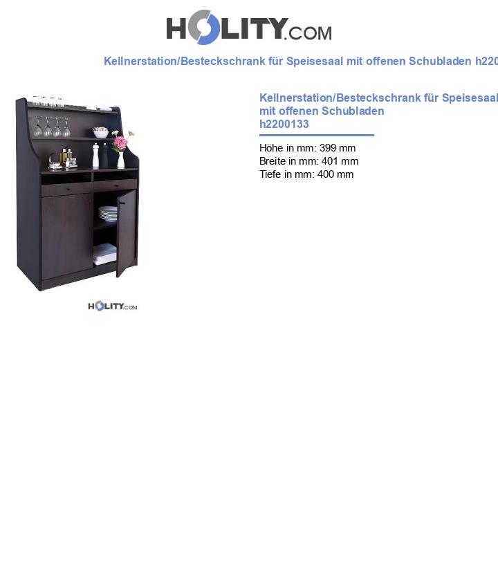 Kellnerstation/Besteckschrank für Speisesaal mit offenen Schubladen h2200133
