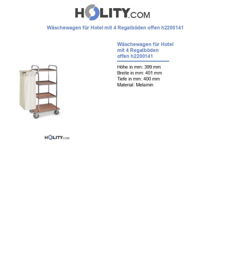 Wäschewagen für Hotel mit 4 Regalböden offen h2200141