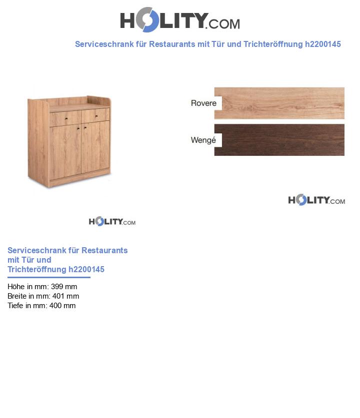Serviceschrank für Restaurants mit Tür und Trichteröffnung h2200145
