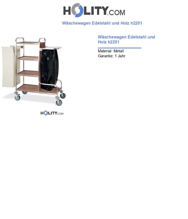 Wäschewagen Edelstahl und Holz h2201