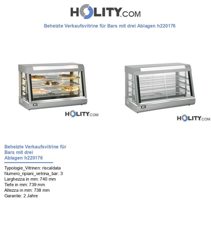 Beheizte Verkaufsvitrine für Bars mit drei Ablagen h220176