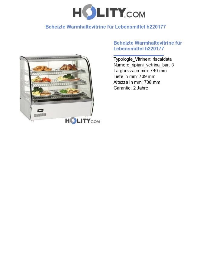 Beheizte Warmhaltevitrine für Lebensmittel h220177
