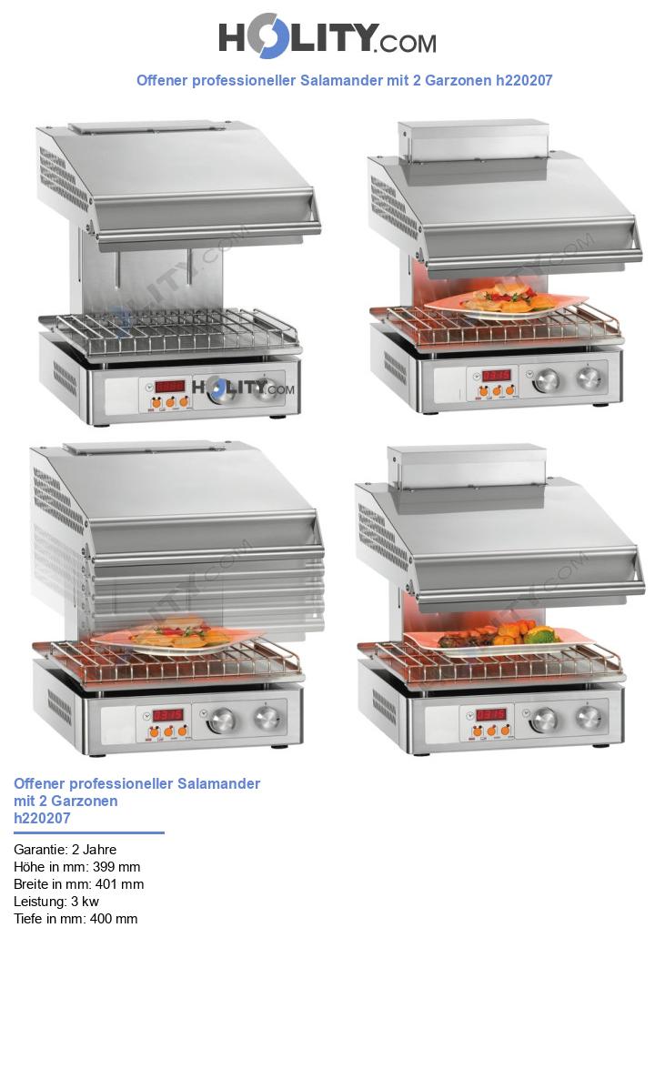 Offener professioneller Salamander mit 2 Garzonen h220207