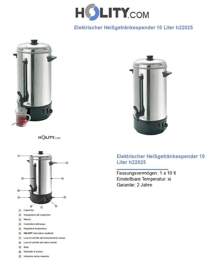 Elektrischer Heißgetränkespender 10 Liter h22025