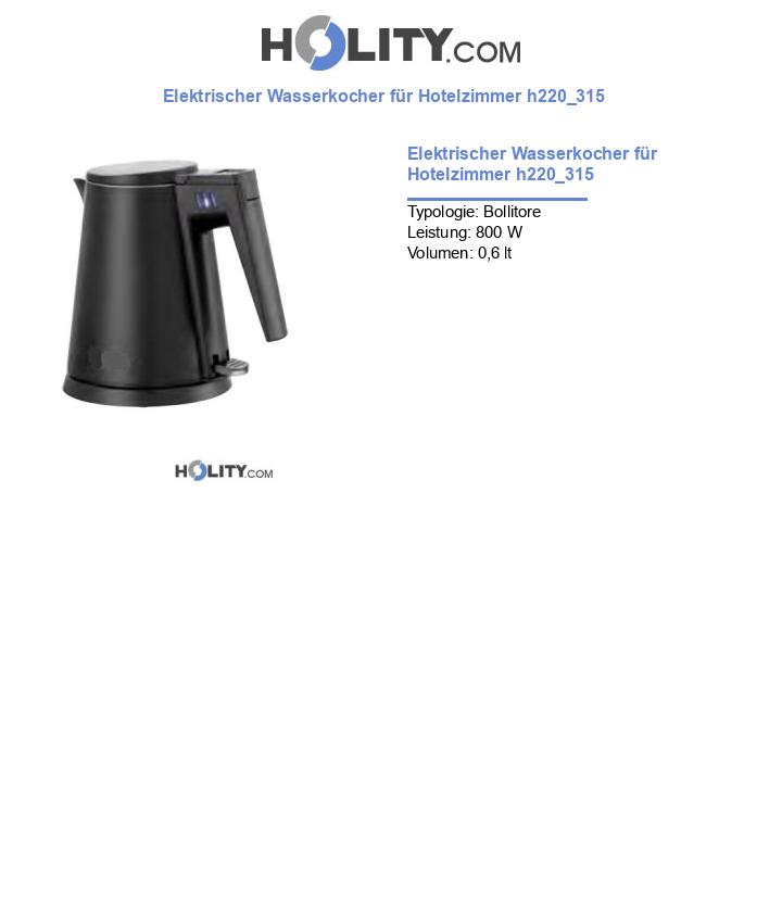 Elektrischer Wasserkocher für Hotelzimmer h220_315