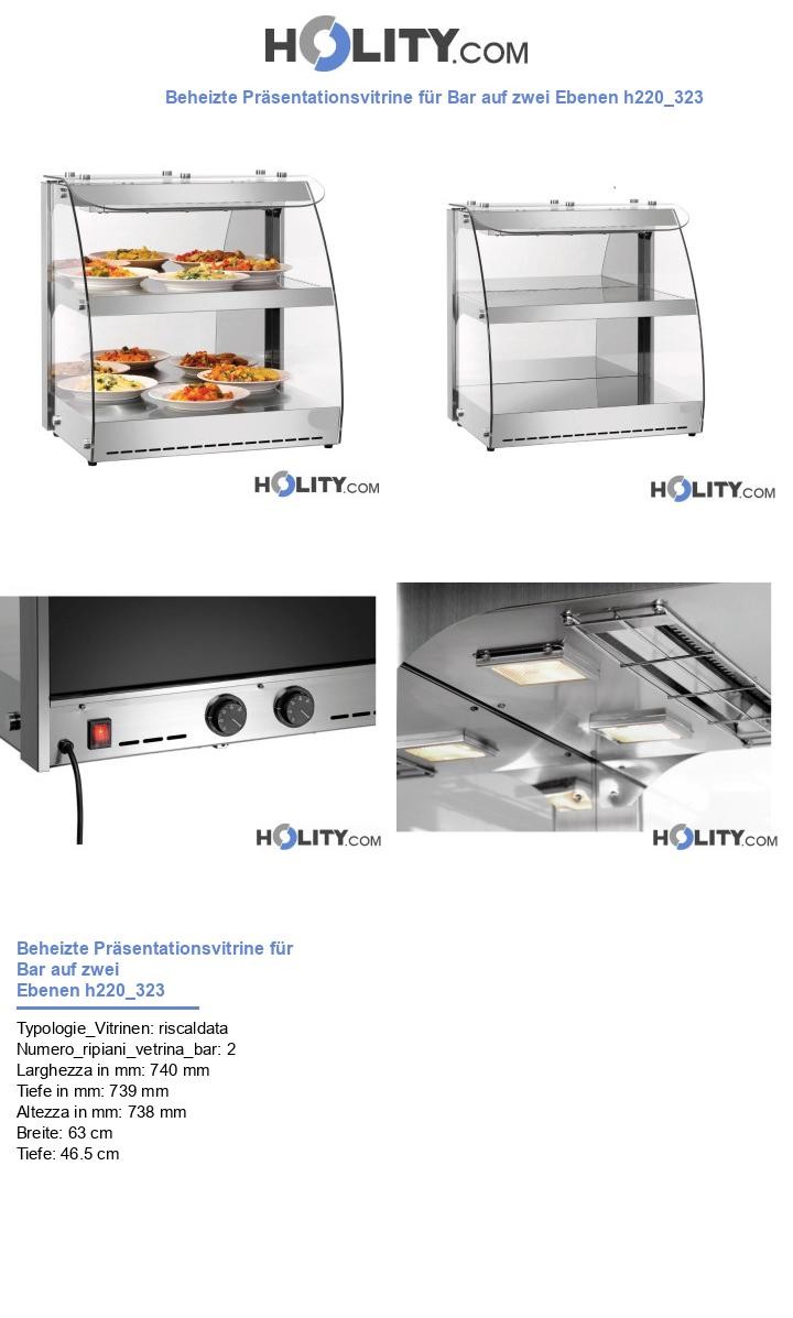 Beheizte Präsentationsvitrine für Bar auf zwei Ebenen h220_323