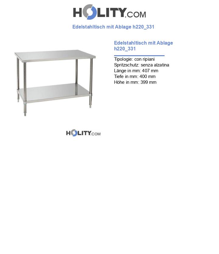 Edelstahltisch mit Ablage h220_331