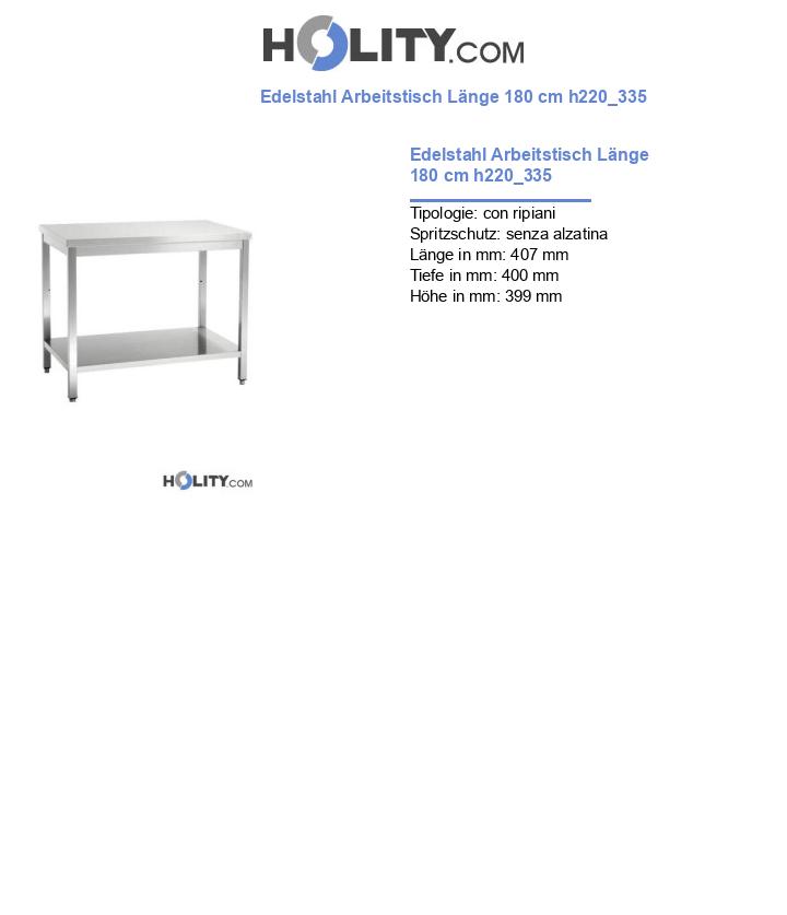 Edelstahl Arbeitstisch Länge 180 cm h220_335