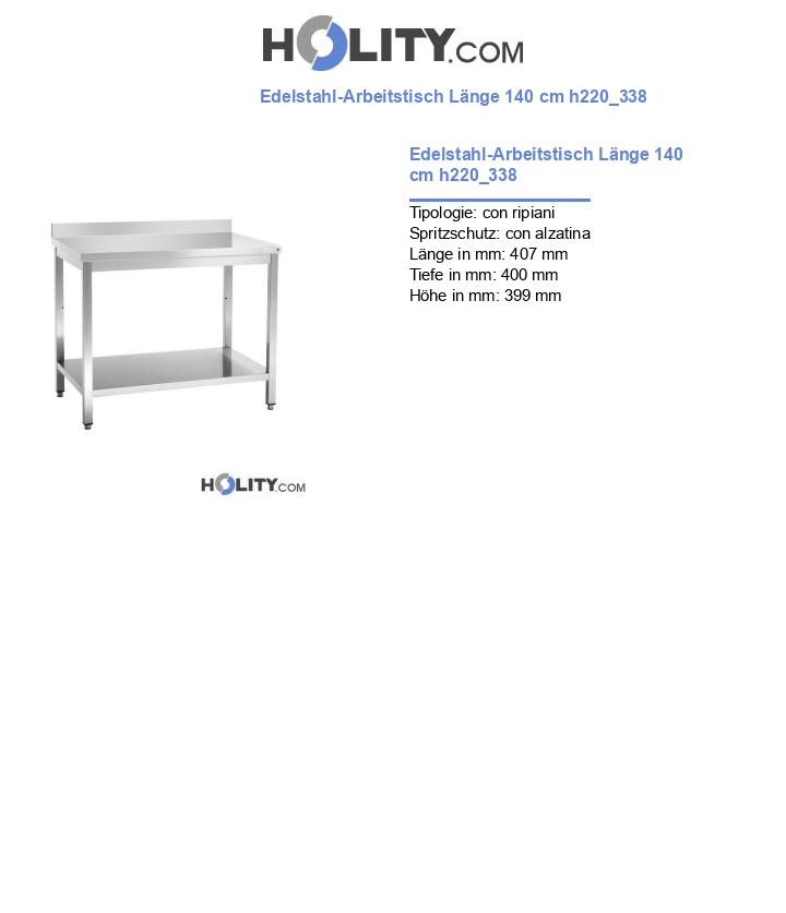 Edelstahl-Arbeitstisch Länge 140 cm h220_338