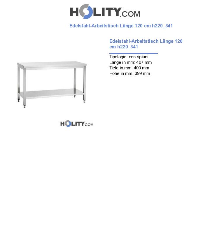 Edelstahl-Arbeitstisch Länge 120 cm h220_341