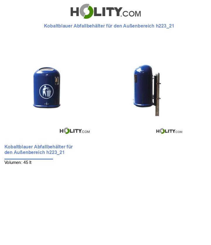 Kobaltblauer Abfallbehälter für den Außenbereich h223_21