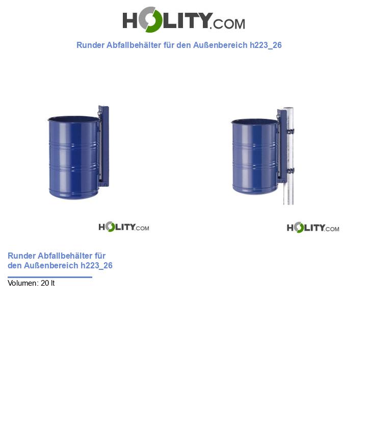 Runder Abfallbehälter für den Außenbereich h223_26