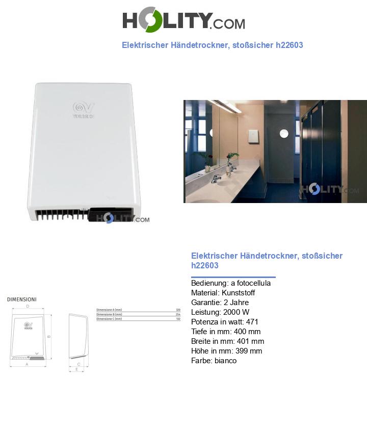 Elektrischer Händetrockner, stoßsicher h22603