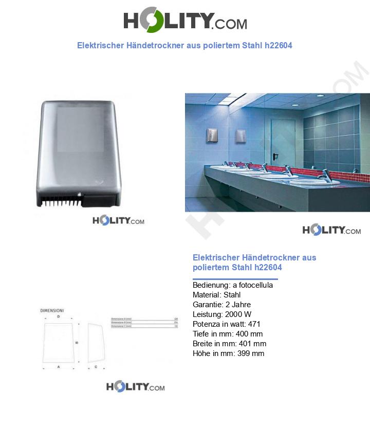 Elektrischer Händetrockner aus poliertem Stahl h22604