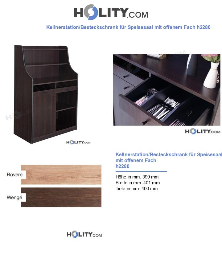 Kellnerstation/Besteckschrank für Speisesaal mit offenem Fach h2280