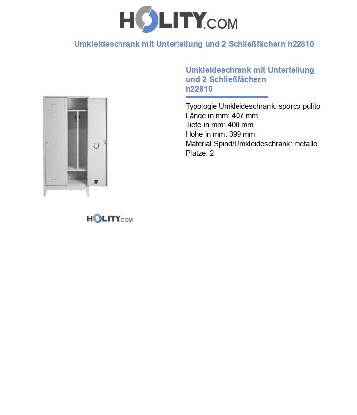 Umkleideschrank mit Unterteilung und 2 Schließfächern h22810