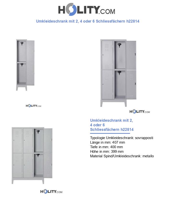 Umkleideschrank mit 2, 4 oder 6 Schliessfächern h22814