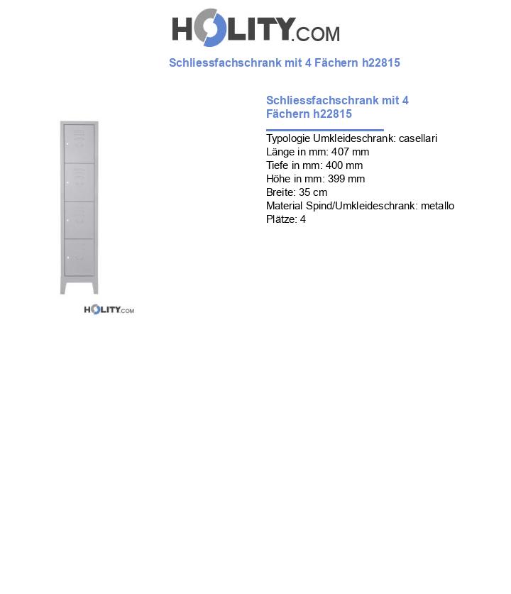 Schliessfachschrank mit 4 Fächern h22815